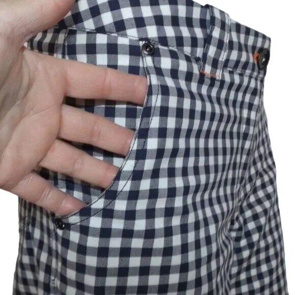 NIKE Dri-Fit Shorts, 10, Golf Fit, Blue/White Gingham, 6" inseam, Pockets - Picture 4 of 14